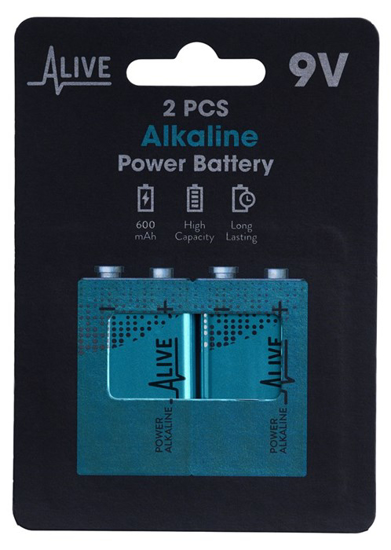Bilde av Batteri Alkaline 9V - 6LR61. 2-pk