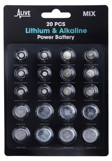 Batteri Lithium Mix knappcelle. 20-pk