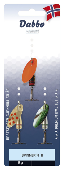 Dabbo Spinner`n 3-pk # II - 9g. Med VMC-krok. Marinor