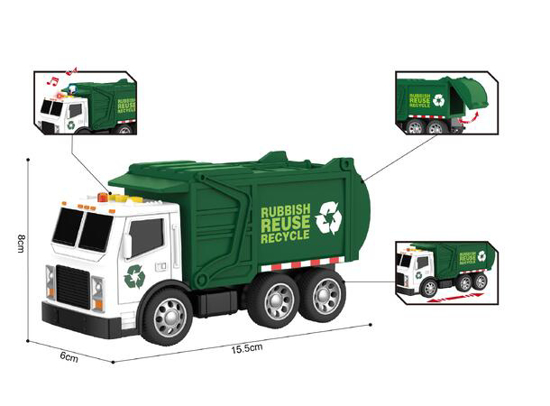 Søppelbil m/lys, lyd og friksjon